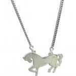Silver Horse Pendant Link Chain Charm Necklace -
