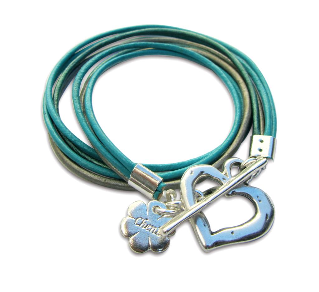 Silver Heart Turquoise Leather Wrap Bracelet, Friendship Bracelet, Valentines Day